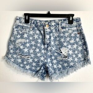 Stars & Stripes Fringed Denim Jean Shorts America USA Women’s size 14